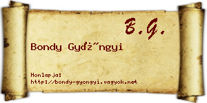 Bondy Gyöngyi névjegykártya